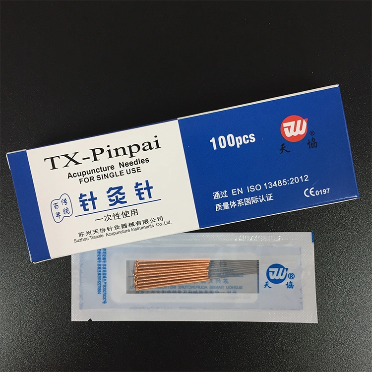 Plastic Bag Packing Disposable Sterile Copper Handle Acupuncture Needles with Traditional Chinese Medicine