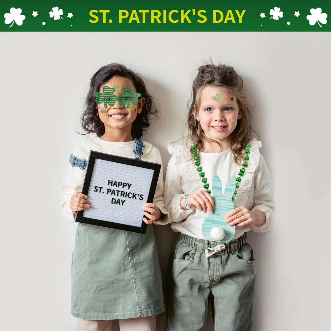 St. Patricks Day Party Favors Set Shamrock Glasses Necklaces Bracelets Tattoos St. Patrick&prime; S Day Accessories Decorations Supplies